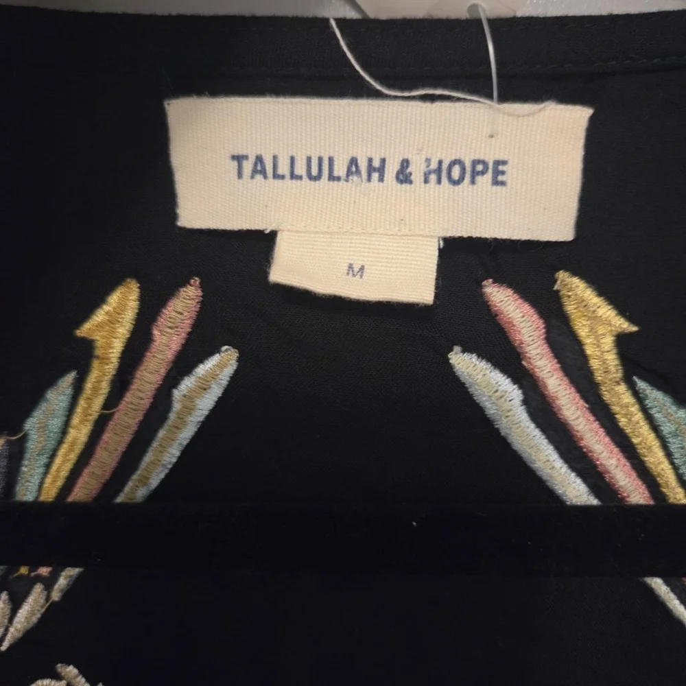 TALLULAH & HOPE Black Multicolor Embroidered Kaftan M - Picture 4 of 6